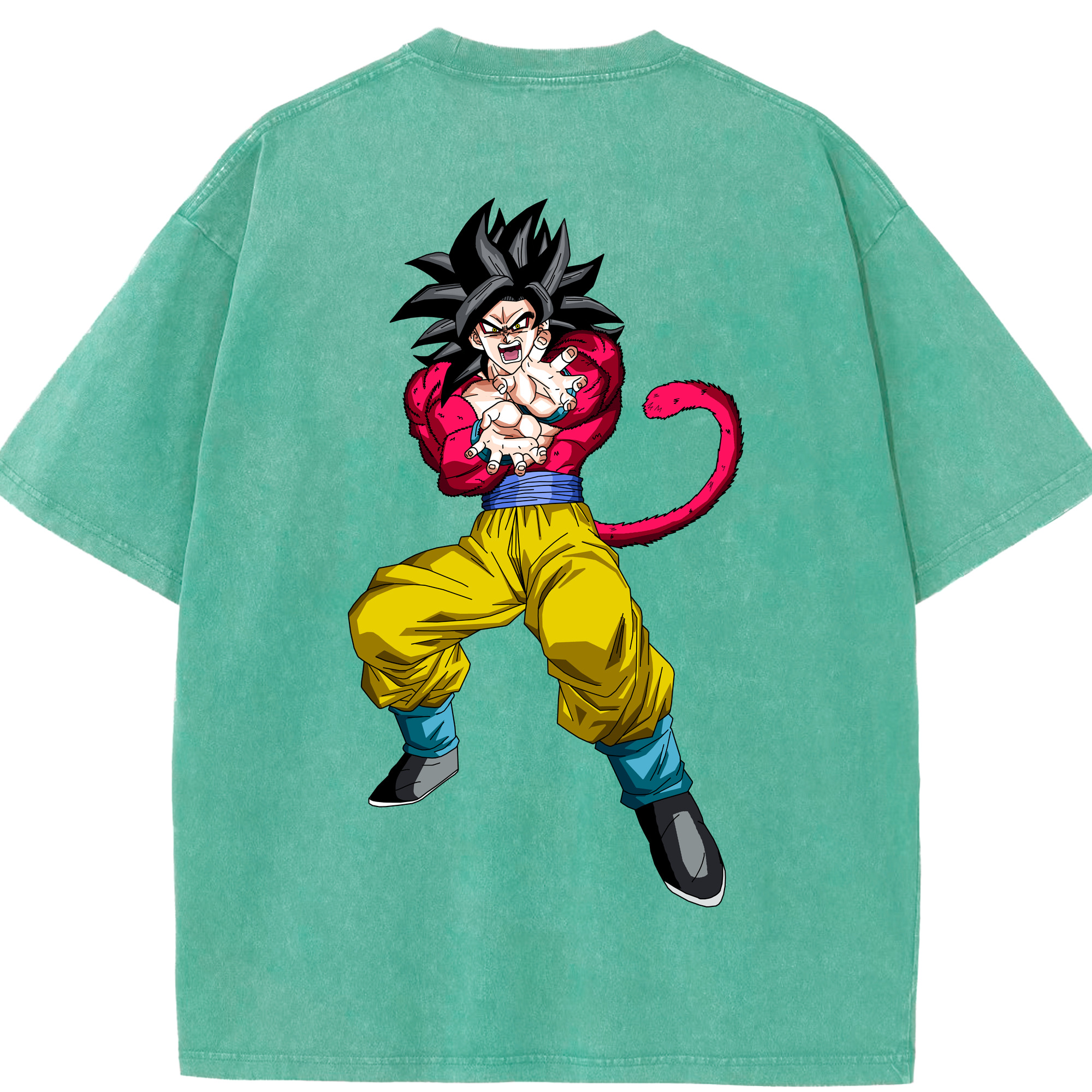 （画像用） ドラゴンボール 孫悟空（そん ごくう）Son Goku カカロット DRAGON BALL Kakarotto 綿100% ヴィンテージ風 半袖Tシャツ（背面プリント）